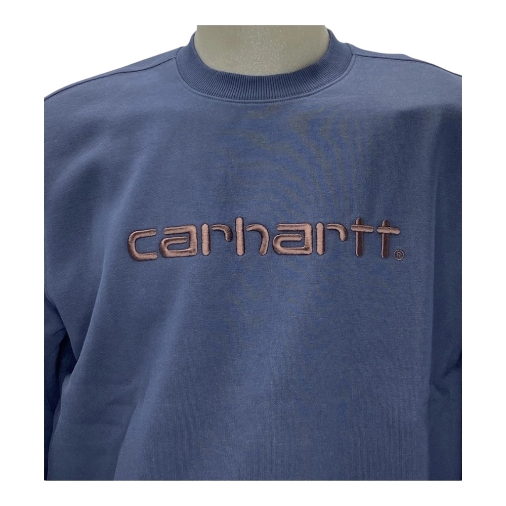 Carhartt WIP Mens Sweatshirt Deep Night Blue Size M Embroidered Logo Pullover - Picture 2 of 9